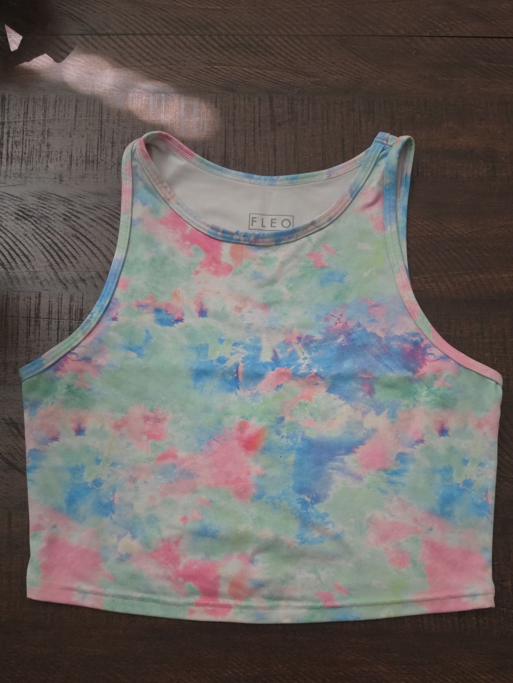 Fleo Pastel Tie-Dye Crop Tank in Pink, Blue & Green